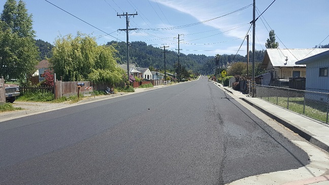 Photo of a newly paved street