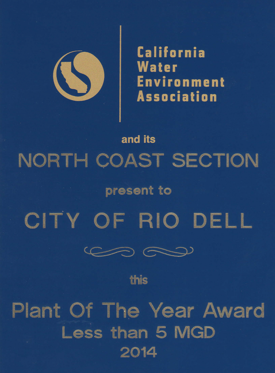 Plant of the Year Award from the California Water Environment Association